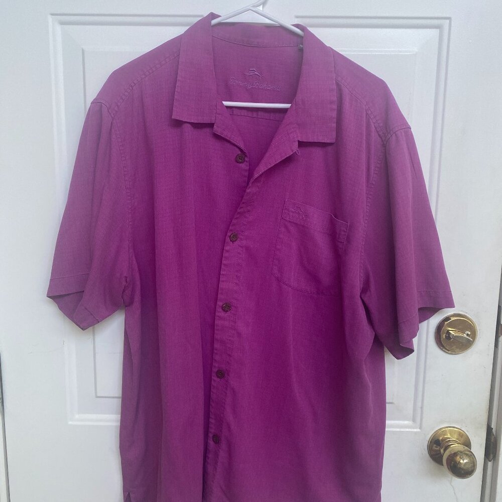 Tommy Bahama Shirt Mens XL Purple Short Sleeve Button Down Shirt